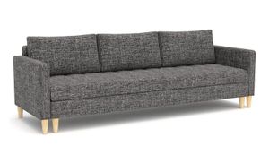 Couch Oslo 210 x 90 mit Schlaffunktion - Schlafsofa mit Bettkasten - Farben zur Auswahl - STOFF Lux 06 Dunkelgrau