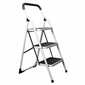 1x PAVO Premium 3-Stufen Haushaltsleiter Stehleiter Klappleiter 113cm aus Stahl