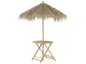 BELIANI Bambusový bistro stolek se slunečníkem přírodní dřevo 85 x 80 cm skládací vnitřní venkovní konferenční stolek