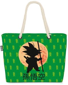 VOID XXL Strandtasche Young Goku Moon Shopper Tasche 58x38x16cm 23L Beach Bag, Kissen Farbe:Weiß