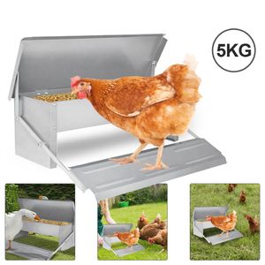 TolleTour Futterautomat Hühner 5kg - Hühner Futterspender aus Verzinkter Stahl für Geflügel, wasserdicht und rattensicher