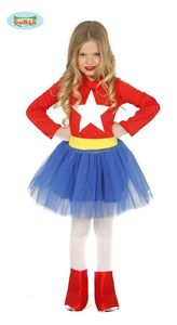 Superheldin Kostüm für Mädchen Gr. 98-146, Größe:98/104