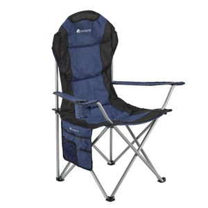 Juskys Campingstuhl Lido mit Getränkehalter & Tasche - Camping Klappstuhl gepolstert - Faltstuhl Angelstuhl Strandstuhl Chair - Stuhl Blau