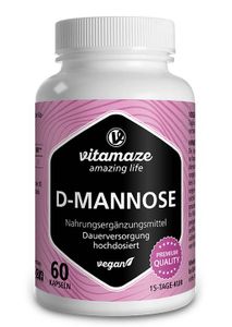 D-Mannose 500 mg hochdosiert, 60 vegane Kapseln für 15 Tage