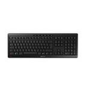 CHERRY STREAM KEYBOARD WIRELESS, klawiatura bezprzewodowa, układ niemiecki (QWERTZ), łączność bezprzewodowa 2,4 GHz, ciche klawisze, płaska konstrukcja, zasilanie bateryjne, czarna
