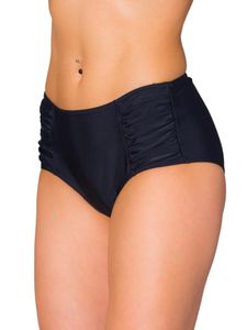 Aquarti Damen Bikinihose Hotpants mit seitlichen Raffungen, Farbe: Schwarz, Größe: 44