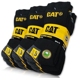 9 Paar CAT® CATERPILLAR REAL WORK SOCKS Damen Herren Arbeitssocken Business Socken Strümpfe in Schwarz und Größe 39-42