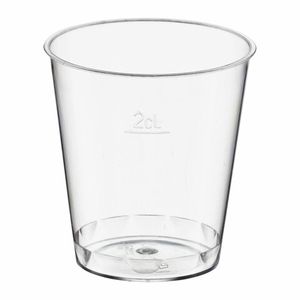 500x Einweg-Schnapsglas 2cl PS mit Eichstrich transparent glasklar