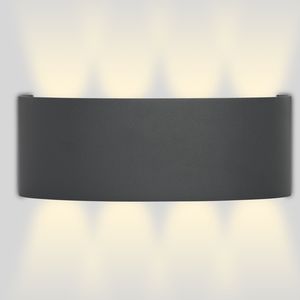 Grafner UP and DOWN Aluminium Wandlampe mit 8 Watt LED-Leuchtmittel, schwarz, 8 x 1 Watt SMD LED, IP54, für außen und innen, KEIN ROST – Pulverbeschichtung, oben unten Wandleuchte Lampe Außen rund