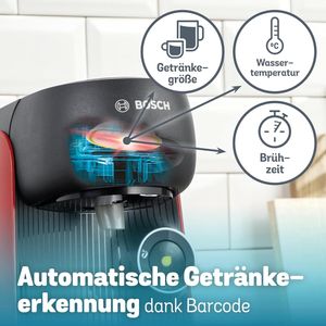 Bosch TAS163E Tassimo Finesse Kapselautomat, Intellibrew, 1400 W, Wassertank 0,7 L, just red