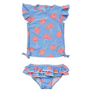 Snapper Rock - UV-Badeset für Babys und Kinder - Kurzarm - Beach Bloom - Blau/Rosa, 98/104