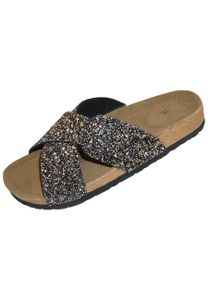Biosoft Sandalen Damen Sommer Glitter dk grey 39| Damen Schuhe Sommer Sandalen elegant mit bequem Fussbett  | Damenschuhe Sommerschuhe