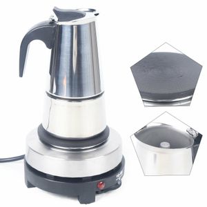200ml Espressokanne Espressokocher Elektrisch Kaffeekocher Mokkakanne aus Edelstahl Kaffeebereiter mit Elektroherd