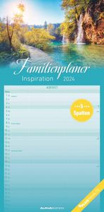 Familienplaner Inspiration 2024 - Familien-Timer 22x45 cm - mit Ferienterminen - 5 Spalten - Wand-Planer - mit vielen Zusatzinformationen - Alpha Edition