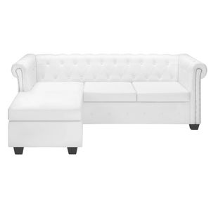 vidaXL Chesterfield-Sofa L-Form Kunstleder Weiß