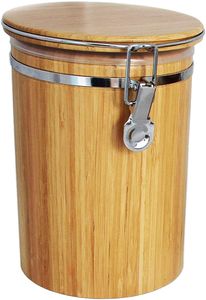 1,5 Liter Bambus-Holz Vorrats-Dose aromadicht Bügelverschluss Vorratsbehälter Frischhalte-Behälter Aufbewahrungs-Box Kaffeedose
