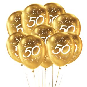 Oblique Unique 10x Luftballons Zahl 50 Geburtstag Jubiläum Goldene Hochzeit Party Ballons - gold