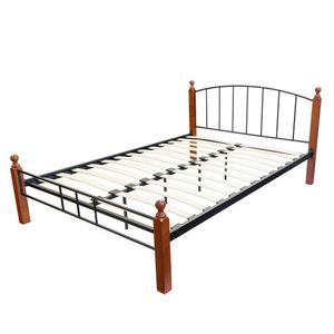 Homestyle4u 986, Metallbett 180 x 200 Schwarz Braun, Bettgestell Mit Lattenrost