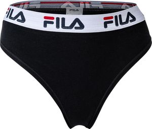 FILA Damen String - Regular Waist, breiter Logo-Bund, Baumwolle, einfarbig schwarz M (Medium)