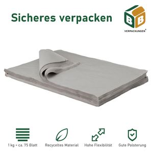 2 kg Packseide (50 x 75 cm) Industriequalität Seidenpapier Packpapier flexibel grau umweltfreundlich BB-Verpackungen