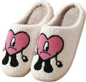 ASKSA Bad Rabbit Slippers Zimní teplé plyšové neklouzavé pantofle, růžové, velikost: 41-42