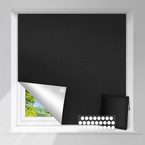 150*100cm Verdunklungsstoff Sonnenschutz Verdunkelungs Sonnenschutz zu 100% verdunkelnd | Folie mit Thermobeschichtung | lichtundurchlässige für Fenster, Velux und Dachfenster (Schwarz)