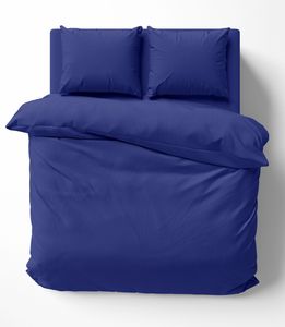 Bettwäsche-Set 200x220 cm Uni dunkelblau Doppelbett Bettbezug Renforcé Baumwolle