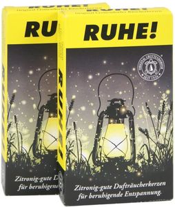 Crottendorfer Räucherkerzen RUHE 2er Set - zitronig-gut gegen Mücken, 2x24 Stück Größe M