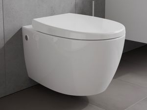 Aqua Bagno Spülrandloses Design Hänge-WC Set aus hochwertiger Keramik inkl. Softclose Tiefspül-WC