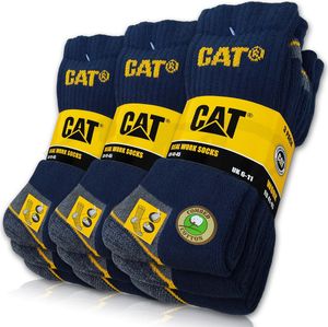 9 Paar CAT® CATERPILLAR REAL WORK SOCKS Damen Herren Arbeitssocken Business Socken Strümpfe in Blau und Größe 43-46