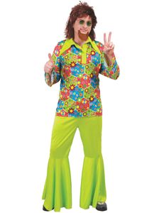 buntes Hippie Kostüm für Herren Gr. M/L, Größe:XL