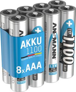 ANSMANN Akku AAA, 8 Stück Typ 1100 mAh (min. 1050 mAh) NiMH 1,2 V