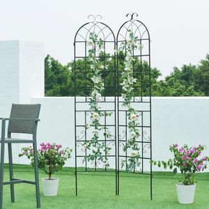 Trellis 'Barrea' zestaw 2 metalowy 220 x 50 cm czarny