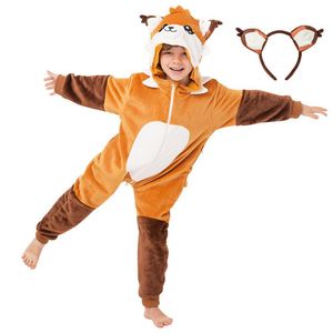 Corimori (viele Designs) Faye der Fuchs Kinder Onesie Jumpsuit Kostüm, Jungen & Mädchen (Gr. 130-150cm) Orange-Braun