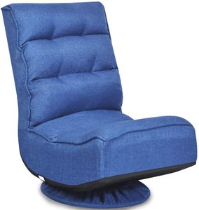 Podlahová stolička COSTWAY 360° otočná podlahová stolička s 5-násobne nastaviteľným operadlom Podlahová pohovka 150 kg zaťažiteľná lenivá pohovka modrá