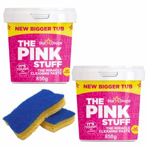 Clevery Box mit The Pink Stuff Wunder-Reinigungspaste 2 Stück - Miracle Cleaning Paste 2 x 850g und Cleverry Schwamm 2 Stück Geschenk