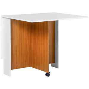 HOMCOM Klapptisch Esstisch Mobiler Schreibtisch mit klappbarer Arbeitsplatte Beistelltisch mit Rollen Esszimmertisch für Küche Weiß