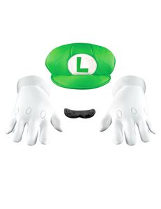 Luigi Accessoires-Set Mario Bros. Set für Erwachsene 4-teilig grün-weiss-schwarz