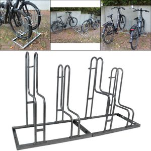 Fahrradständer für 4 Fahrräder höhenversetzt 140 x 75,5 cm Stahl feuerverzinkt grau 2x2 Bodenparker Reihenparker