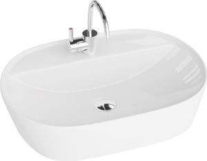LAVITA Aufsatzwaschtisch Pereya | Aufsatzwaschbecken Rechteckig | Waschbecken ohne Überlauf und mit Hahnloch | Aus hochwertigem Porzellan | Waschtisch | 50,5x38,5x12 cm | Weiß Glanz