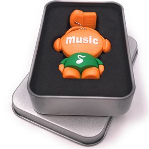 Onwomania Musicman Musik Kopfhörer Männchen Fugur orange grün USB Stick in Alu Geschenkbox 8 GB USB 3.0