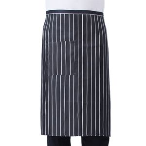 Striped Plaid in halber Länge kurzer Taillenschürze mit Pocket Catering Chef Kellner Bar-Schwarze Streifen