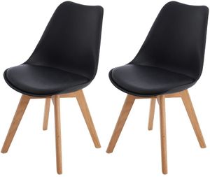 H.J WeDoo 2er Set Esszimmerstühle mit Massivholz Eiche Bein, Küchenstühle-schwarz