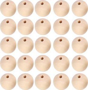 5 Vrecko drevené korálky guľatý náhrdelník ručne vyrobené príslušenstvo (30 mm) Couleur Naturelle 30 mm-5 Pièces