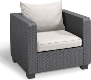 Allibert Salta Gartensessel in Rattanoptik – UV-beständig & wetterfest mit Kissen