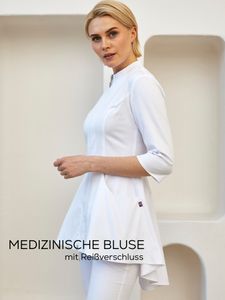 Kittel mit Reißverschluss, Medizinische Kasack / Laborkittel, Berufsbekleidung für Damen - Größe: 34, Farbe: weiß