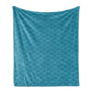 ABAKUHAUS Jahrgang Weich Flanell Fleece Decke, Victorian Inspired Flourish, Gemütlicher Plüsch für den Innen- und Außenbereich, 125 x 175 cm, Sea Blue Dunkle Türkis