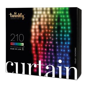 Twinkly Lichtervorhang Curtain 210 LED Warmweiss und Multicolor Outdoor 1 x 2,1m transparent