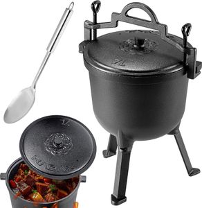 KADAX Jagdkessel aus Gusseisen, 7 l, Topf für ein Grilllagerfeuer + Löffel KADAX Jagdkessel aus Gusseisen, 7 l, Topf für ein Grilllagerfeuer + Löffel