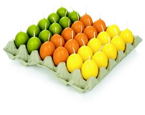Eikerzen Sortierung je 10 Stück Ostereikerzen in Gelb, Aprikose und Grün